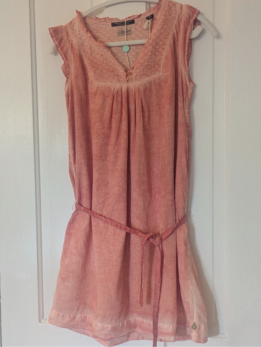 NWT ETOILE MAISON SCOTCH RUFFLE TRIMMED DRESS IN SUNWASHED PEACH | SIZE XS